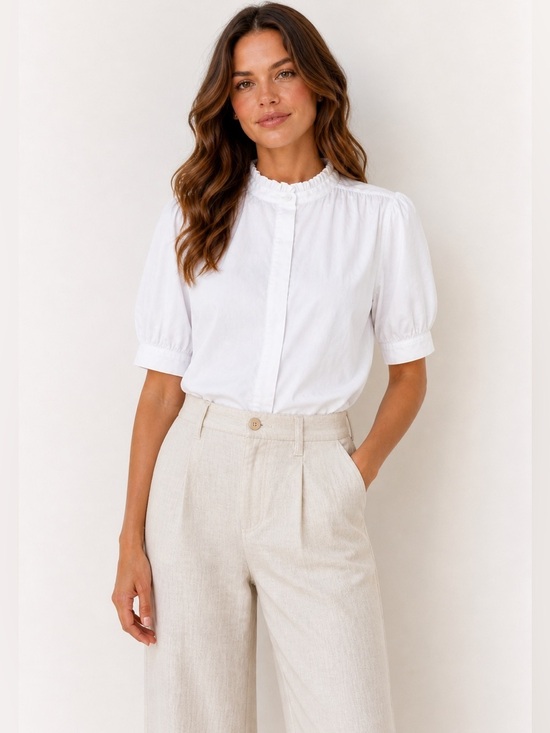 rag & bone Tops - Rag and Bone White Jordan Puff Sleeve Blouse XL
